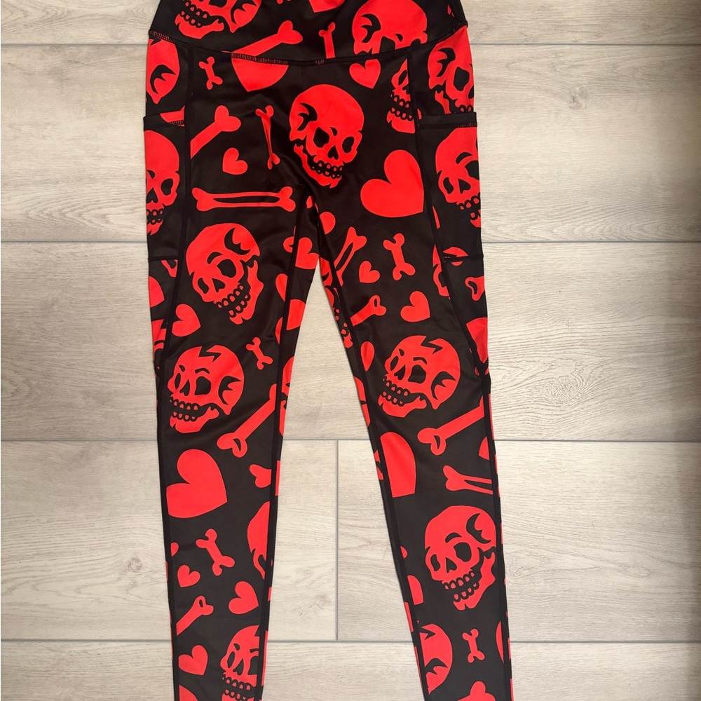 Constantly Varied Gear Red Skull and Heart Leggings